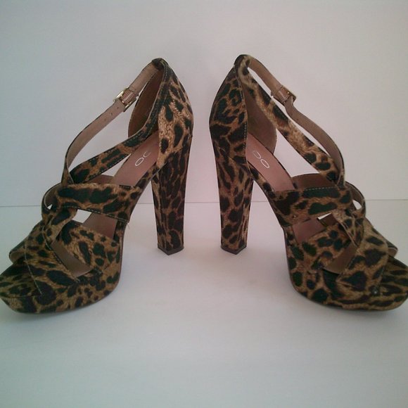 Aldo Sorgatz-24 Leopard Cheetah Print Platform Block Heel Aldo 38 Women's 8 - Picture 3 of 8
